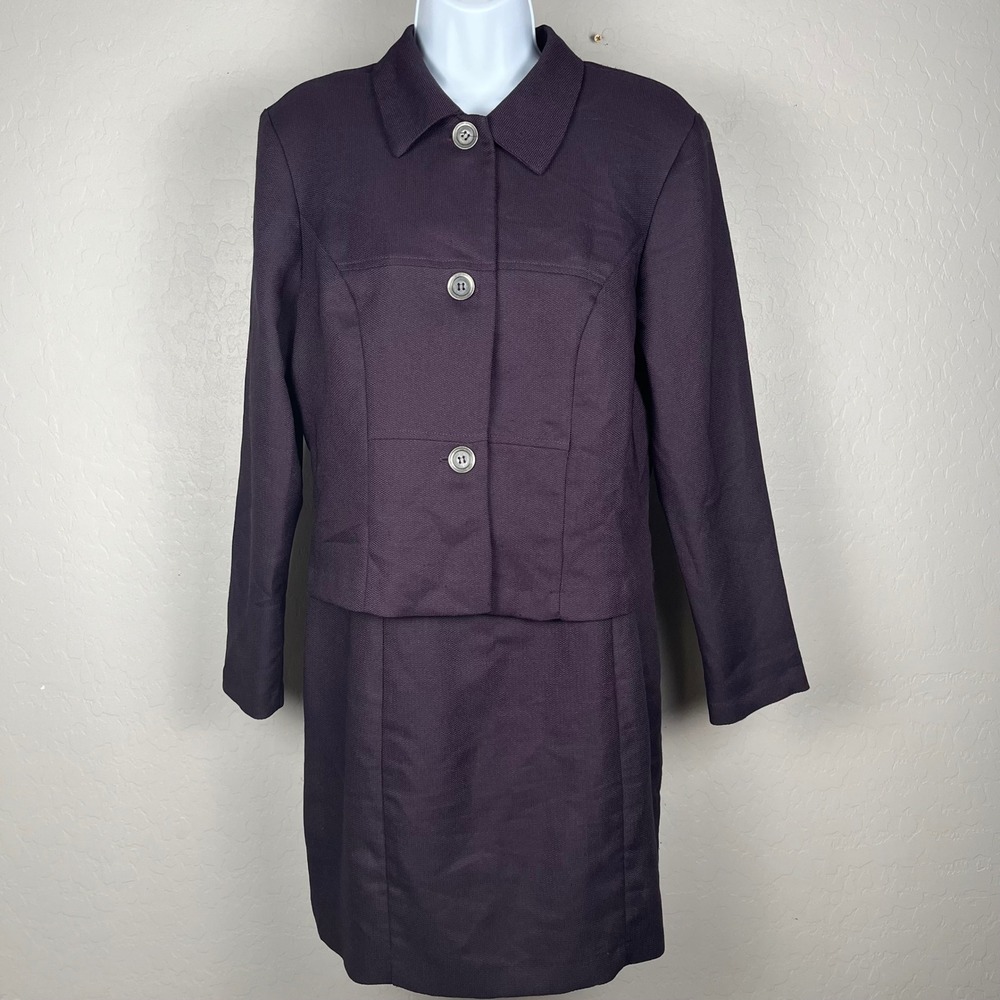 VTG Y2K Alyn Paige Skirt Suit Set Womens 11/12 Purple Blazer Career Business
